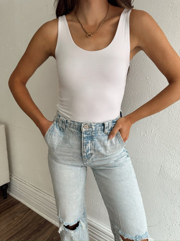 Styled White Thick Tank Top