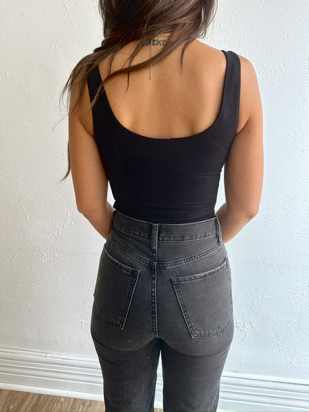 Styled Black Thick Tank Top