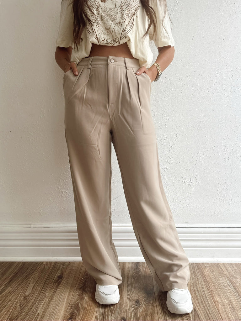 Everly Solid Taupe Trousers