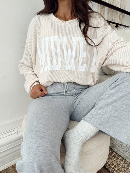 Neutral Midwest Ribbed Sweatshirt