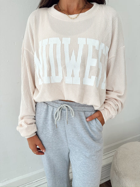 Neutral Midwest Ribbed Sweatshirt