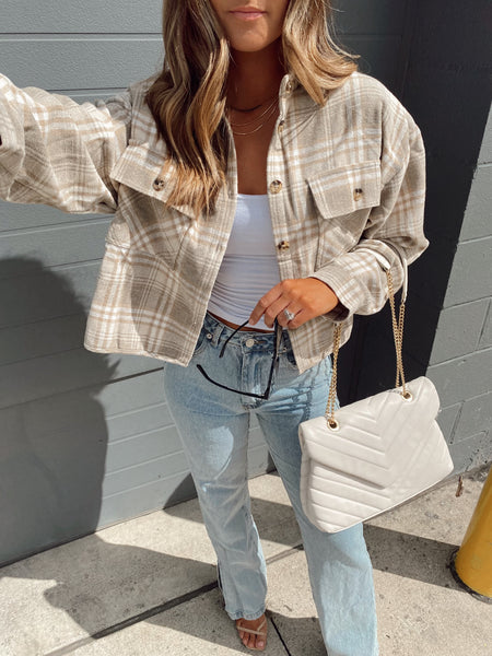 Gray Skies Cropped Shacket