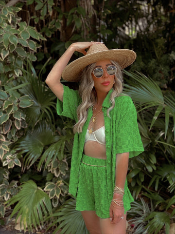 Mykal Lime Green Checkered Set