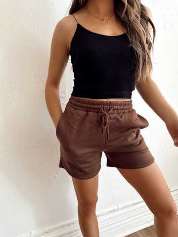 Lottie Fleece Chocolate Active Shorts