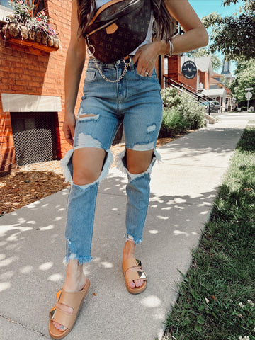 Gretchen Straight Destructed Denim