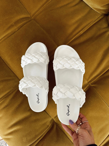 Poolside White Braided Sandals