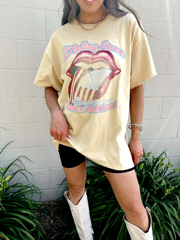 Pale Yellow Rolling Stones Graphic T-Shirt