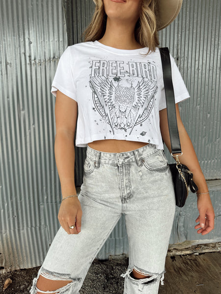 Cropped Free Bird Graphic Tee