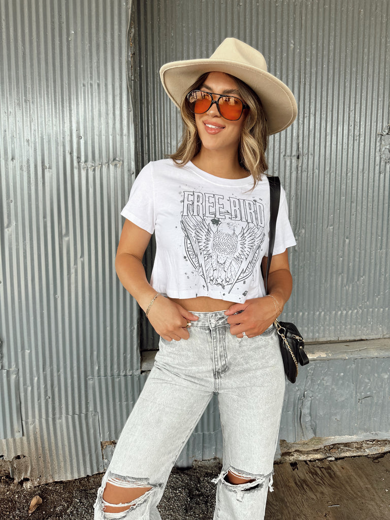 Cropped Free Bird Graphic Tee