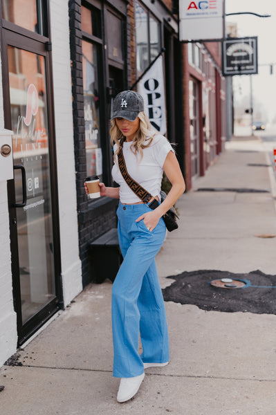 Baby Blue Wide Pleated Pants