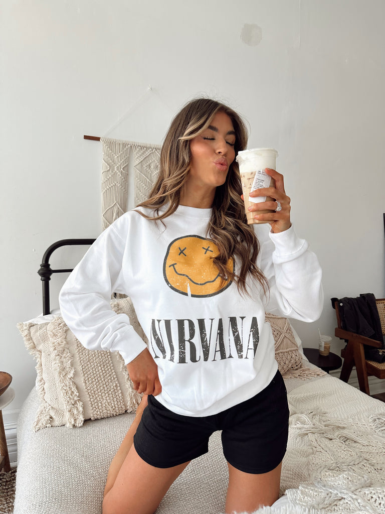 Women's Nirvana Graphic Sweatshirt - White 3x : Target