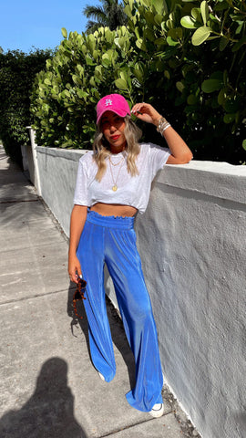 Skylar Blue Ribbed Pants