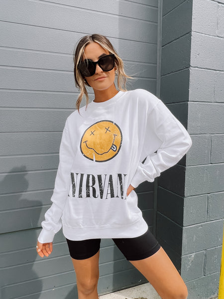 Nirvana White Graphic Sweatshirt