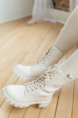 Stone Lace Up Combat Boots