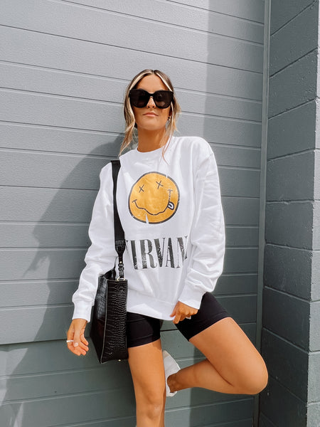 Nirvana White Graphic Sweatshirt
