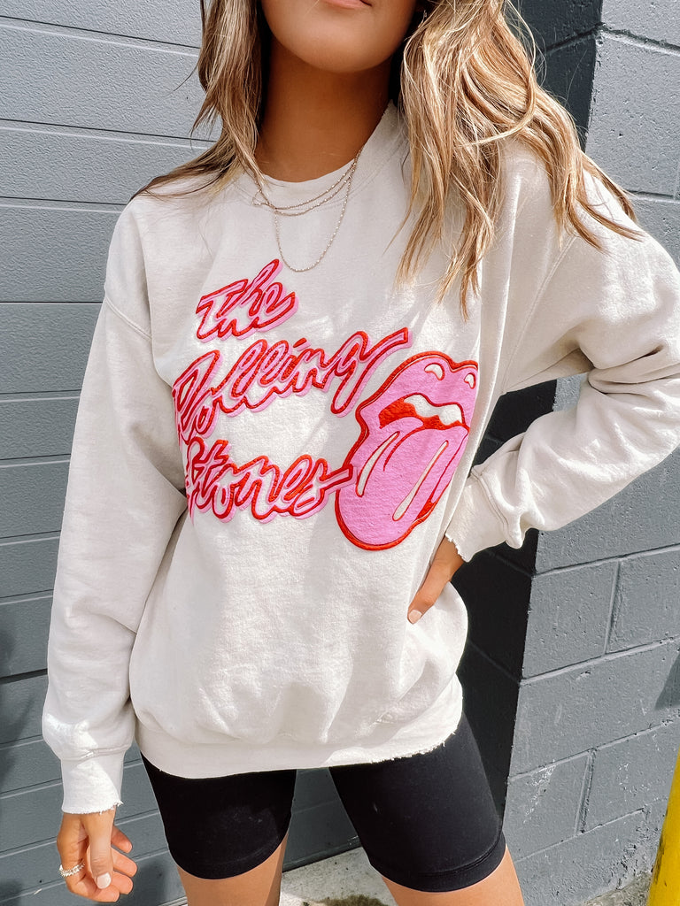 Hot Pink Rolling Stones Graphic Sweatshirt