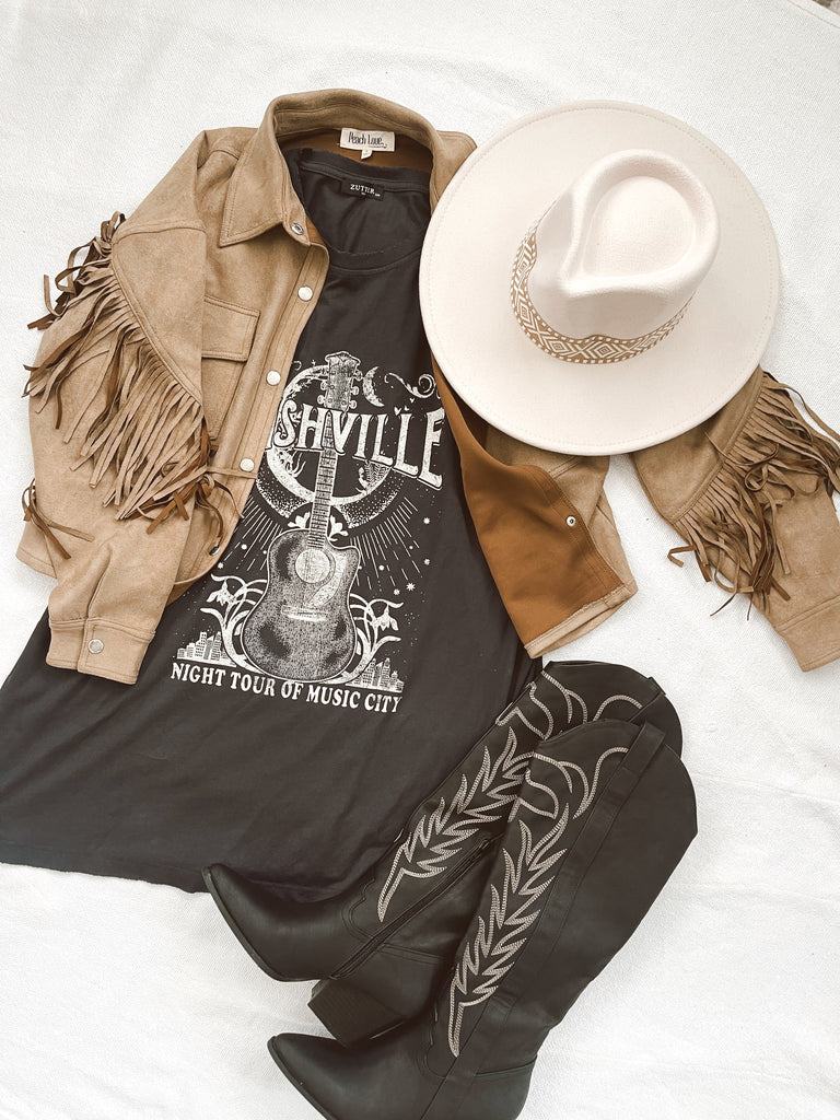 Nashville Charcoal Graphic T-Shirt Dress