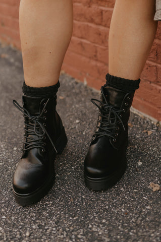 London Black Combat Boots