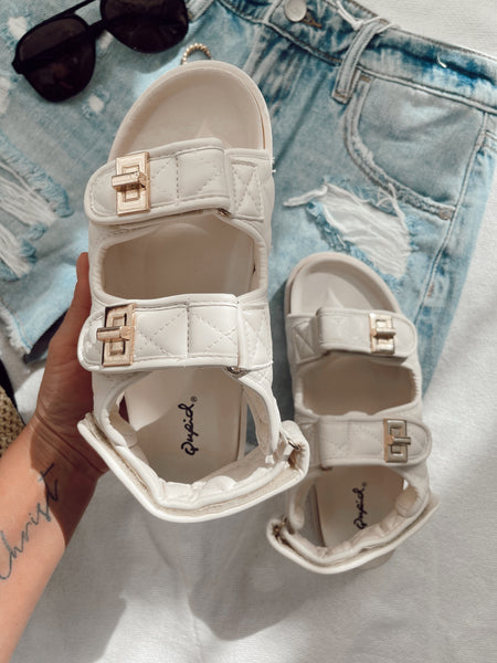Bree White Quilted Sandals