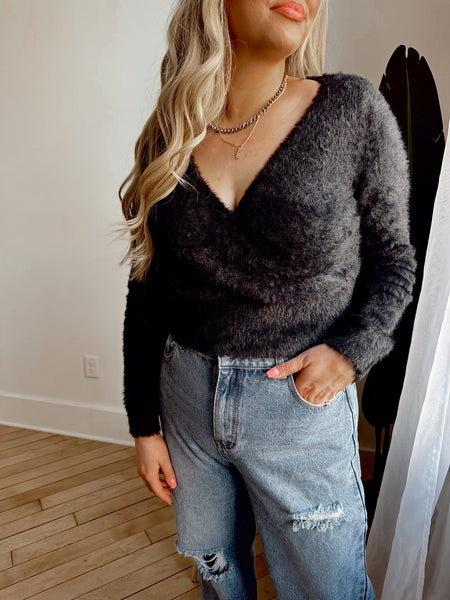 Brielle Black Fuzzy Sweater