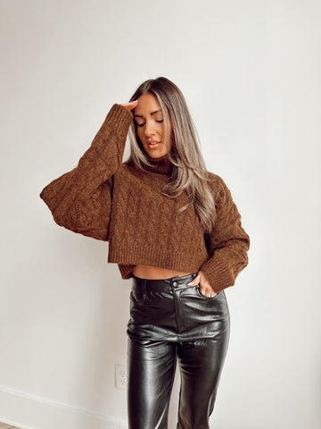 Janalyn Brown Cable Knit Sweater