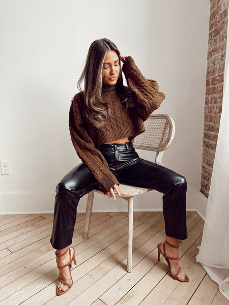 Janalyn Brown Cable Knit Sweater