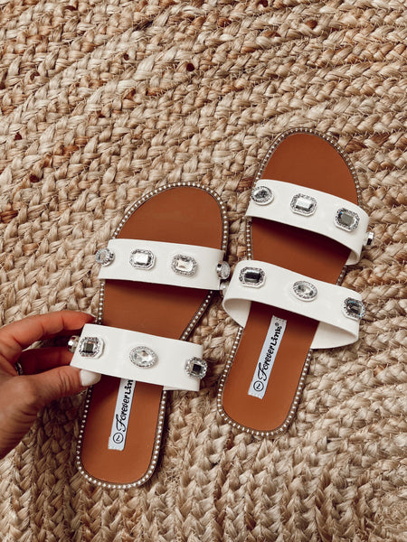 Jordan White Studded Strap Sandals