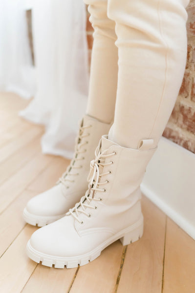 Stone Lace Up Combat Boots