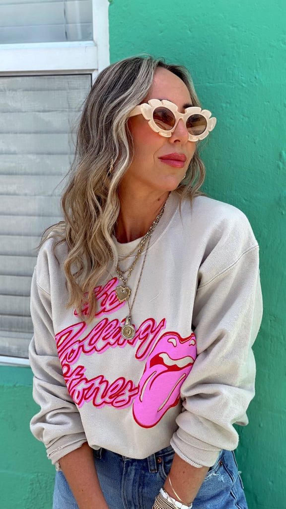 Hot Pink Rolling Stones Graphic Sweatshirt