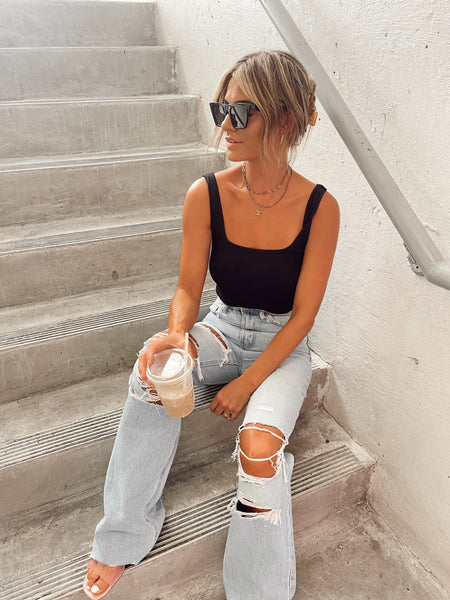 The 90s Called High Rise Distressed Denim
